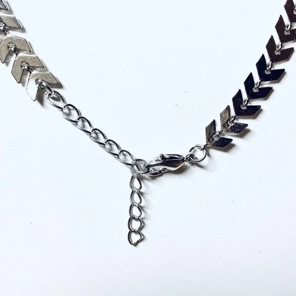Chevron Silver Choker 16” Necklace - Picture 6 of 11